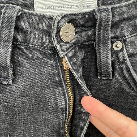 Objects Without Meaning 26x28 Short Distress Black Skinny Ankle Jeans High Rise - Picture 9 of 10